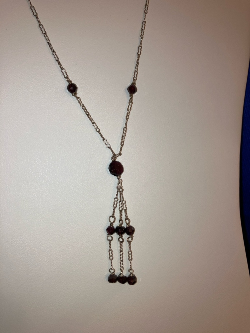 J. Jill Silver-Tone Necklace with Dark Garnet Beads